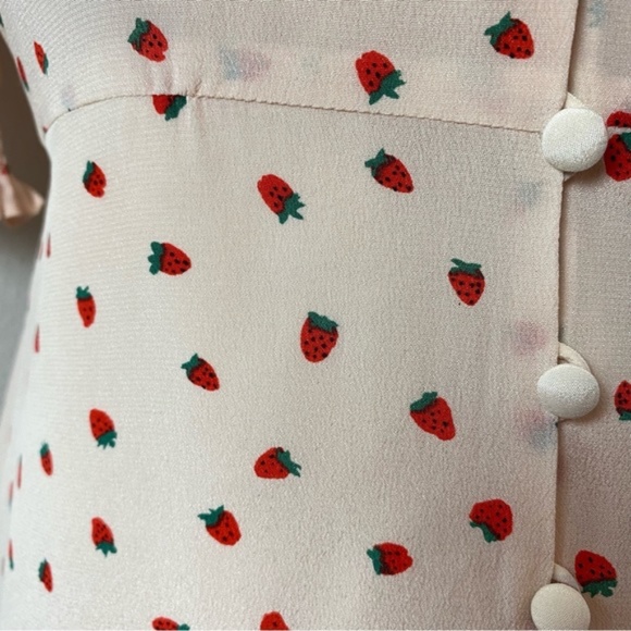 Madewell Silk Button Front Dress In Fresh Strawberry - Picture 10 of 11